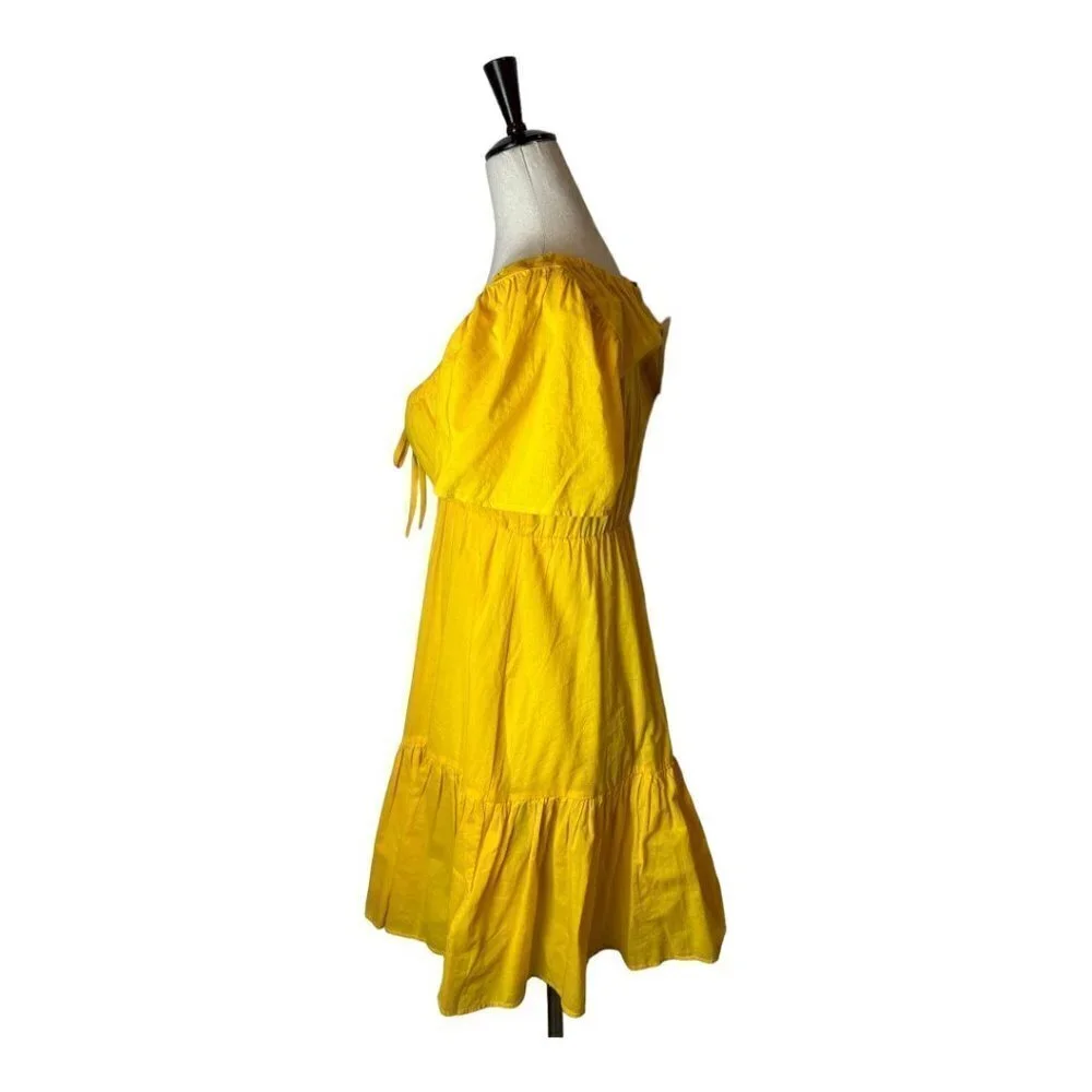 J Crew Dress Women XXS Yellow NWT Cotton Voile Tiered Button Front Beach‎ Boho